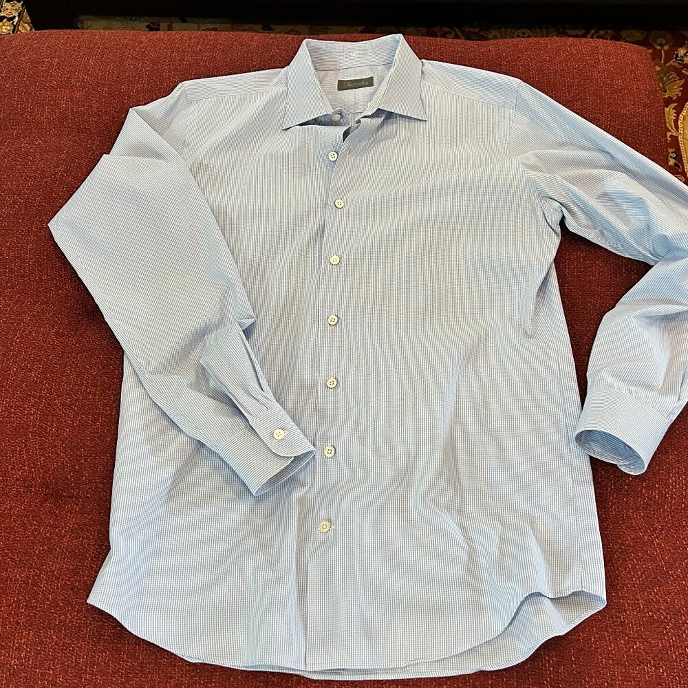 Trumaker Custom Clothing, L/XL, White with Fine Blue Plaid